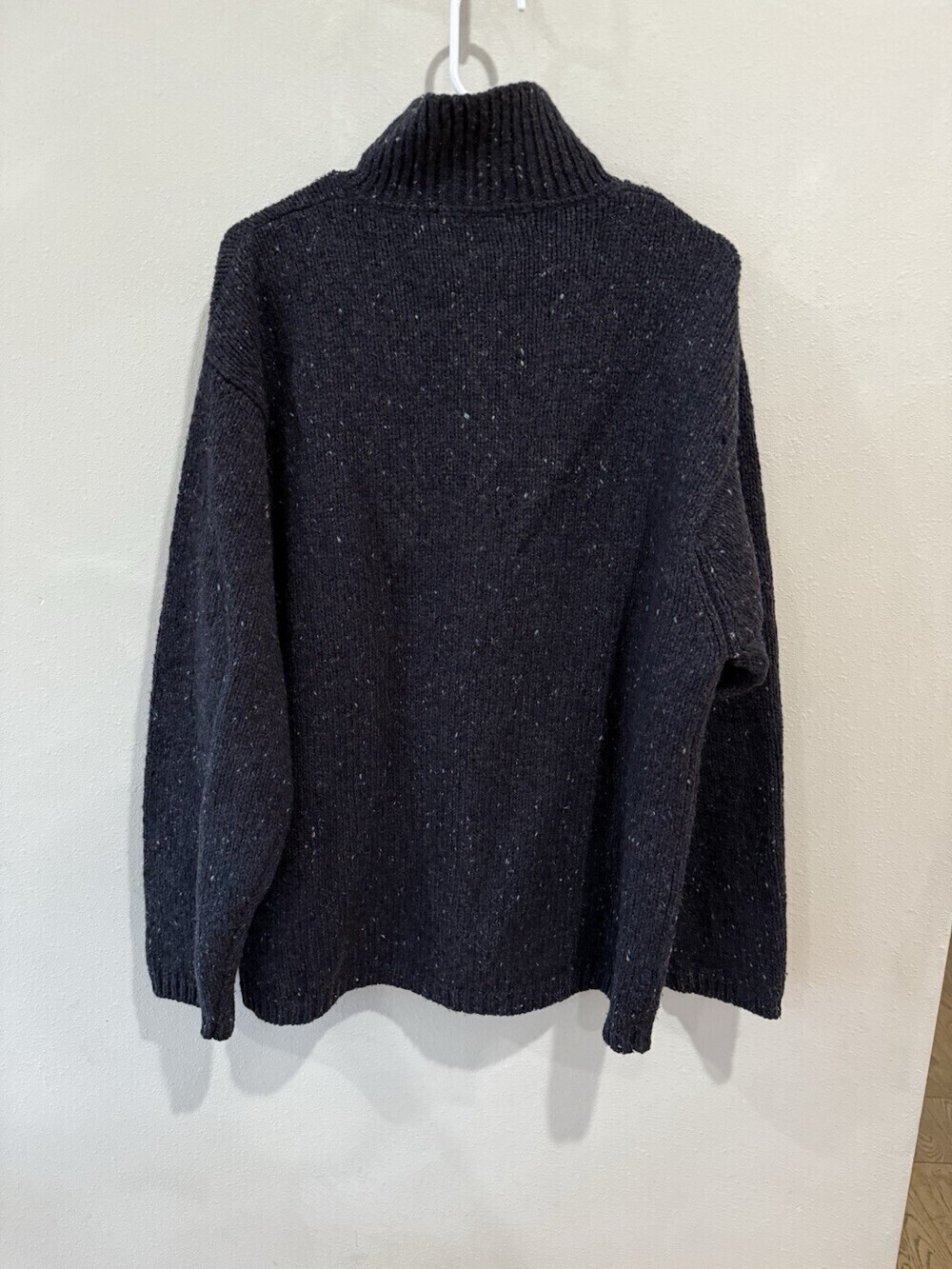 Vintage Eddie Bauer Winter 100% Wool Sweater Mens L Large 1/4 Zip Pullover Black - Picture 3 of 3